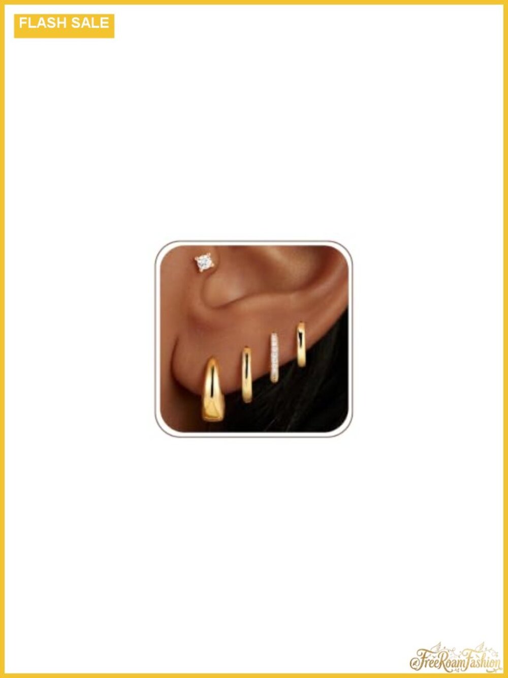 5 Pair Gold Plated Hoop Earrings for Women Hypoallergenic